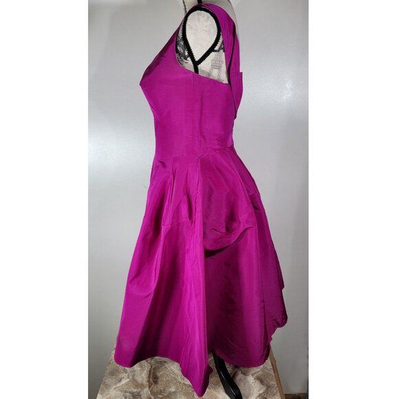 Zac Posen Fuchsia Silk Fit & Flare Cocktail Dress, USA Made, Womens Size 4 - Picture 4 of 15